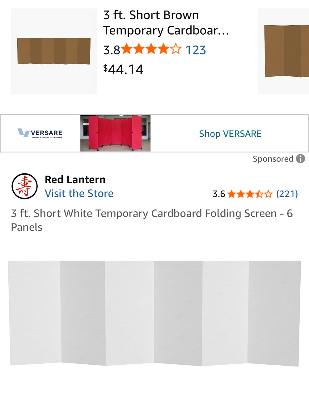 White 6-Panel Folding Room Divider Screen